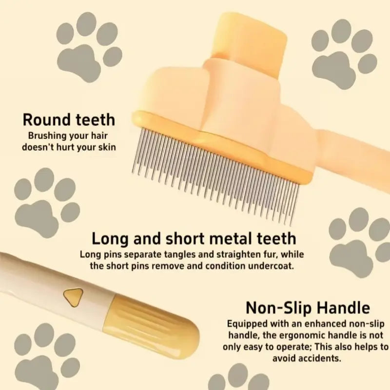 🔥 BUY 1 GET 1 FREE ⏰ Limited Time Only 🐾 Self-Cleaning Pet Comb for Dogs & Cats | Effortless Grooming, Detangling & Flea Prevention ✨ One-Touch Hair Release Button