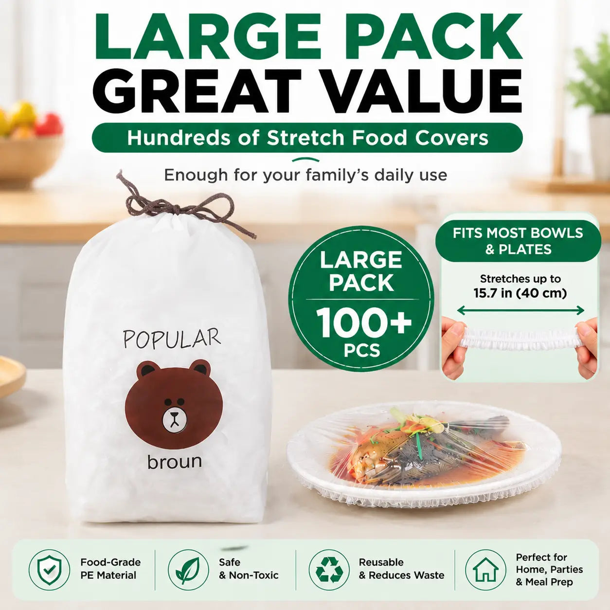 🔥Limit Time Offer!!! BUY 1 GET 1 FREE!!!🔥100PCS Disposable Stretch Food Covers for Bowls & Plates
