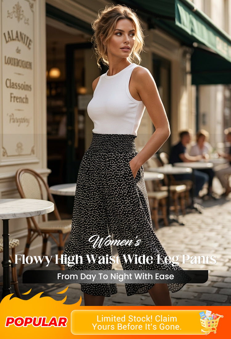 💖50% OFF🌺Women’s Flowy High Waist Wide-Leg Pants – Slimming, Comfy & Chic