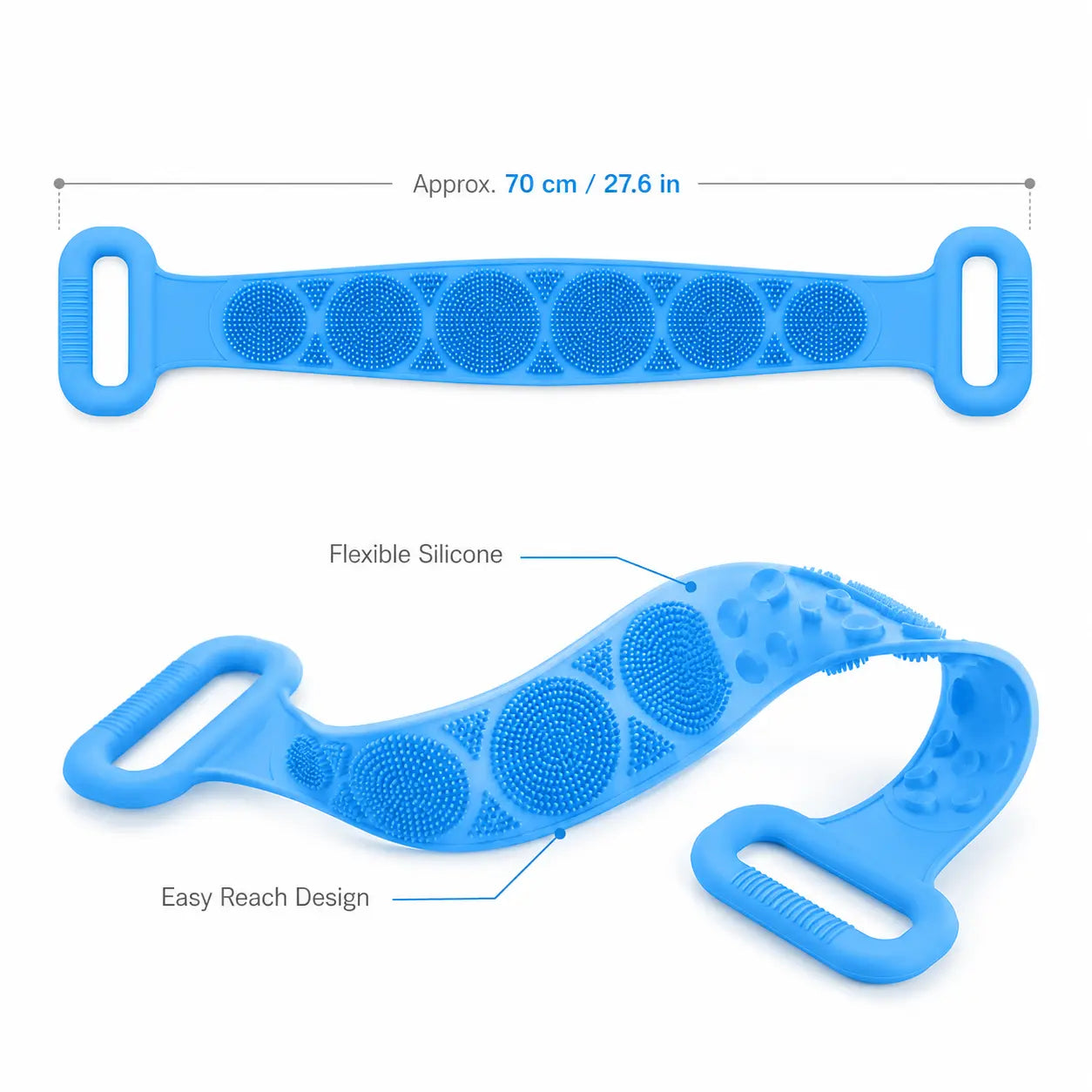 🔥Limit Time Offer!!! BUY 1 GET 1 FREE!!!🔥 Silicone Bath Brush, Double-Sided Exfoliating Back Scrubber with Mesh Sponge