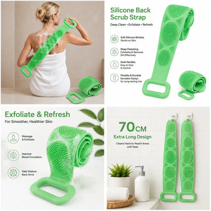 🔥Limit Time Offer!!! BUY 1 GET 1 FREE!!!🔥 Silicone Bath Brush, Double-Sided Exfoliating Back Scrubber with Mesh Sponge