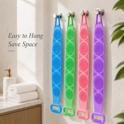 🔥Limit Time Offer!!! BUY 1 GET 1 FREE!!!🔥 Silicone Bath Brush, Double-Sided Exfoliating Back Scrubber with Mesh Sponge