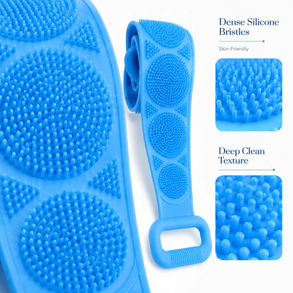 🔥Limit Time Offer!!! BUY 1 GET 1 FREE!!!🔥 Silicone Bath Brush, Double-Sided Exfoliating Back Scrubber with Mesh Sponge