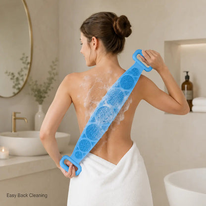 🔥Limit Time Offer!!! BUY 1 GET 1 FREE!!!🔥 Silicone Bath Brush, Double-Sided Exfoliating Back Scrubber with Mesh Sponge