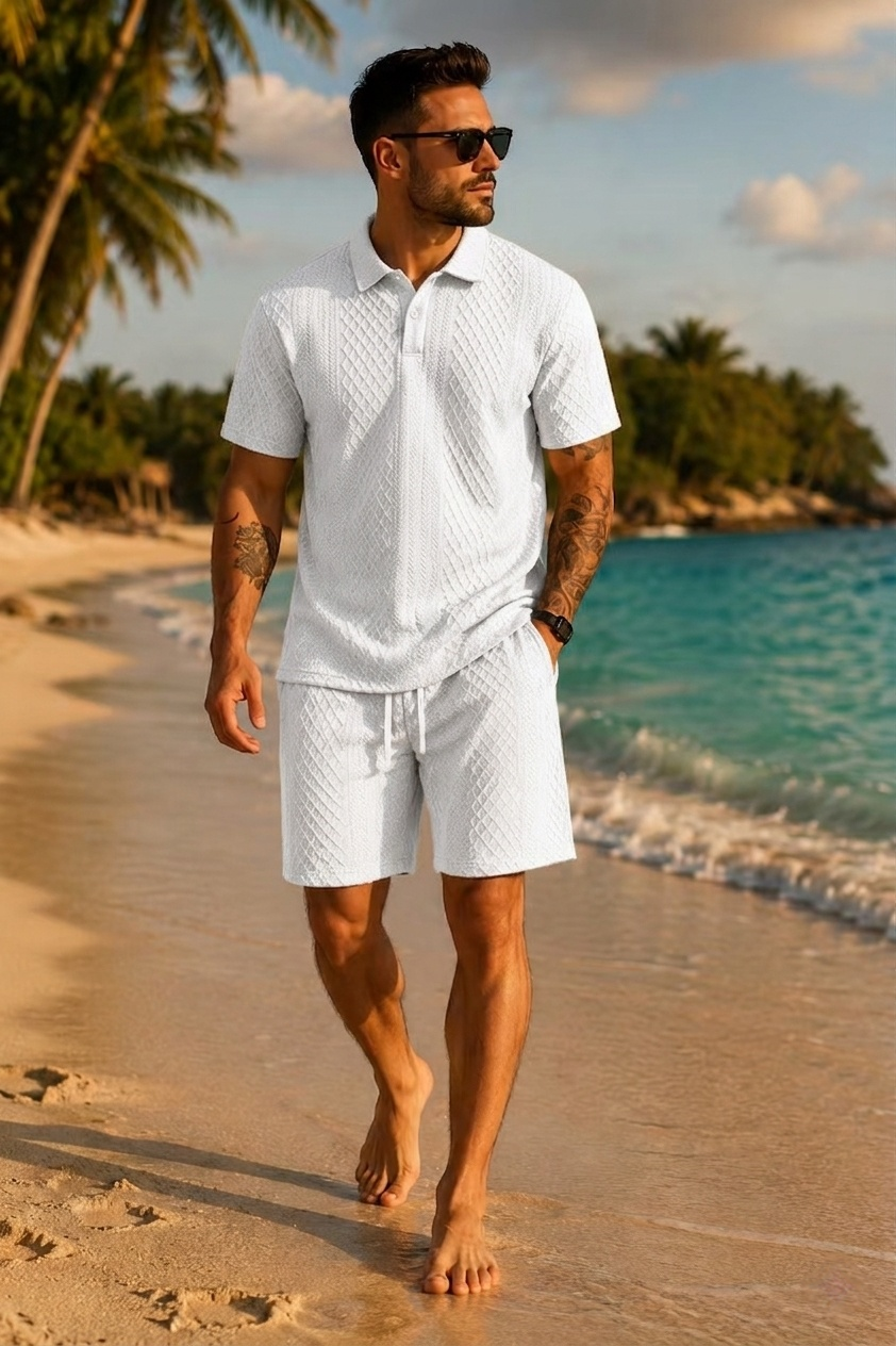 💪2026Men's💥Classic Jacquard Polo Set