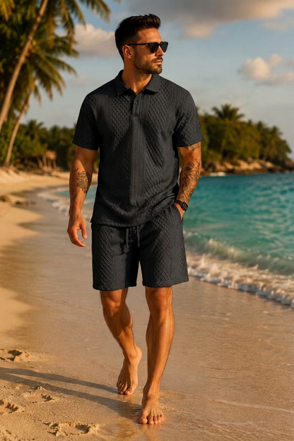 💪2026Men's💥Classic Jacquard Polo Set