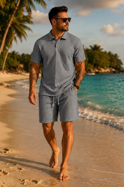 💪2026Men's💥Classic Jacquard Polo Set