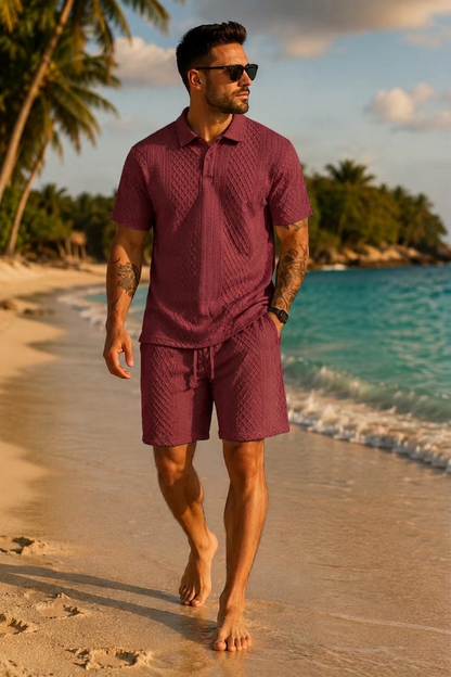 💪2026Men's💥Classic Jacquard Polo Set