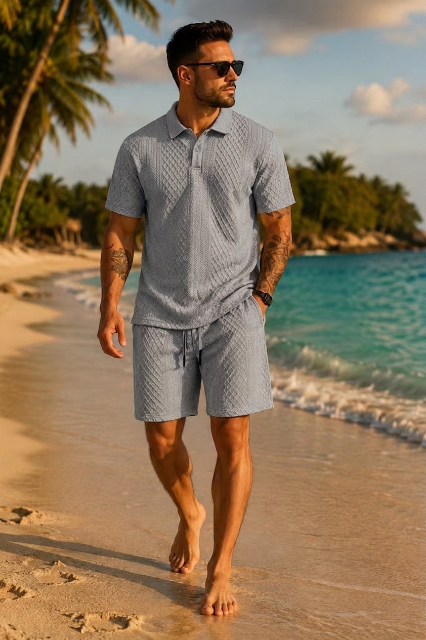 💪2026Men's💥Classic Jacquard Polo Set