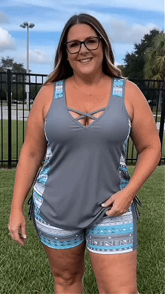 ⏰LAST DAY 60% OFF - Miraclesuit Women's Tummy Control Tankini Set with Built-In Bra – Flattering Boho Swimwear with Shorts🔥 Buy 2 Free Shipping