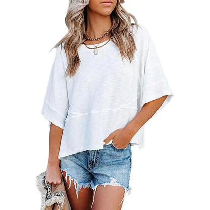 Summer Special Offer-Panel Solid Color Flared Sleeve T-Shirt
