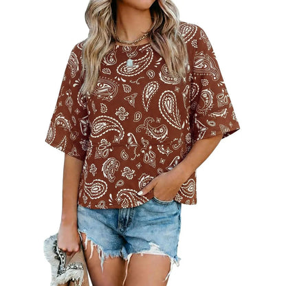 Summer Special Offer-Panel Solid Color Flared Sleeve T-Shirt