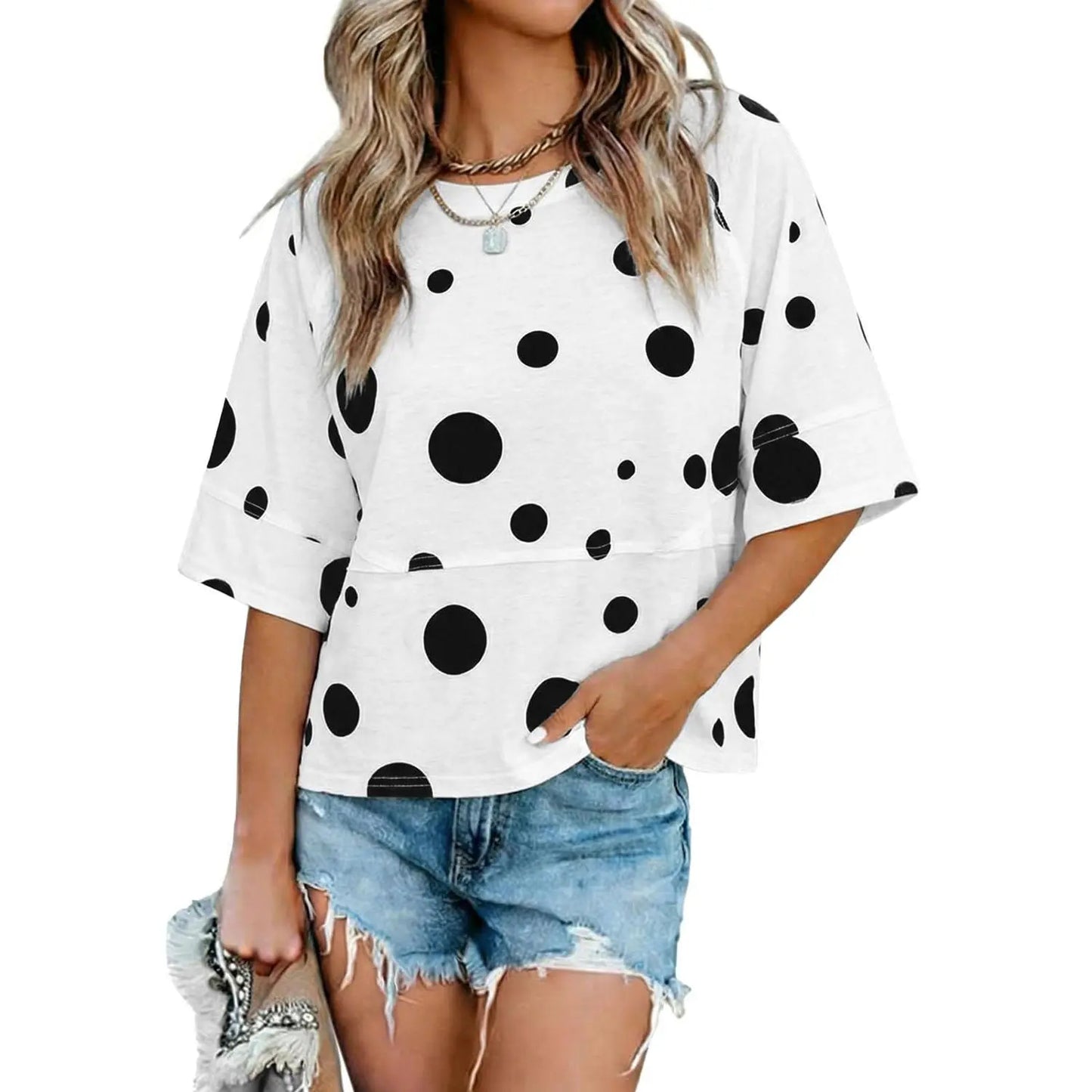 Summer Special Offer-Panel Solid Color Flared Sleeve T-Shirt
